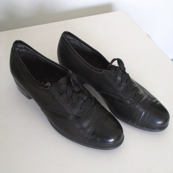 Munro American Womens Black Leather Lace-up Cap Toe Oxford Shoe NWOB - Size 6.5M - Picture 2 of 8